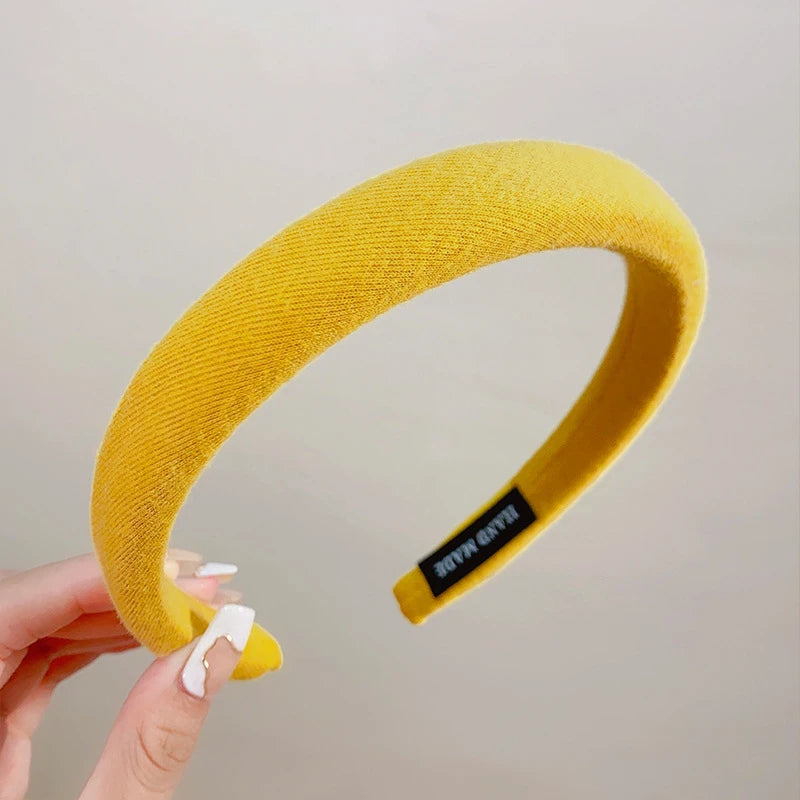 Bunter Leinen Sponge Haarreif für Damen – Modischer Breiter Gepolsterter Haarreif für Alltag Casual Styling & Haaraccessoires
