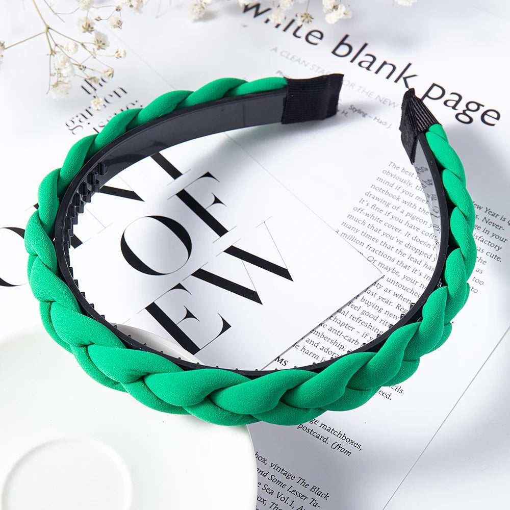 Modischer Einfarbiger Geflochtener Haarreif für Damen – Breites Gewebtes Rutschfestes Haarband für Alltag Casual Styling & Elegante Haaraccessoires
