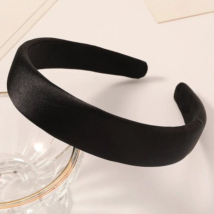 Vintage Satin Sponge Haarreif für Damen – Dicker Gepolsterter Einfarbiger Haarreif für Elegante Casual Fashion & Alltagsstyling