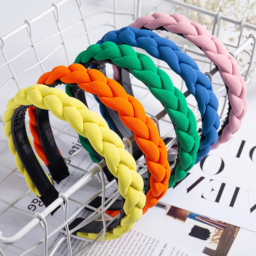 Modischer Einfarbiger Geflochtener Haarreif für Damen – Breites Gewebtes Rutschfestes Haarband für Alltag Casual Styling & Elegante Haaraccessoires