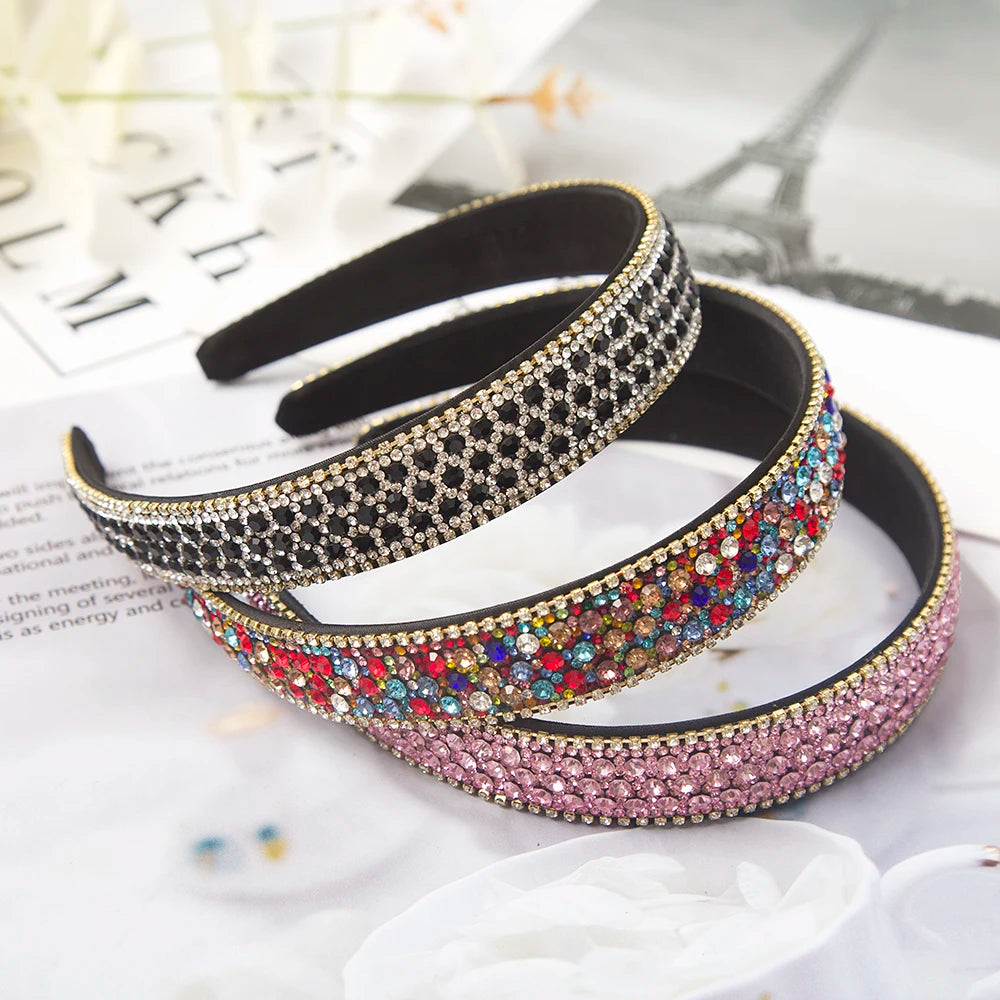 Luxuriöser Barock Strass Kristall Haarreif für Damen – Eleganter Gepolsterter Sponge Haarreif für Hochzeit Party Abendmode & Haaraccessoires