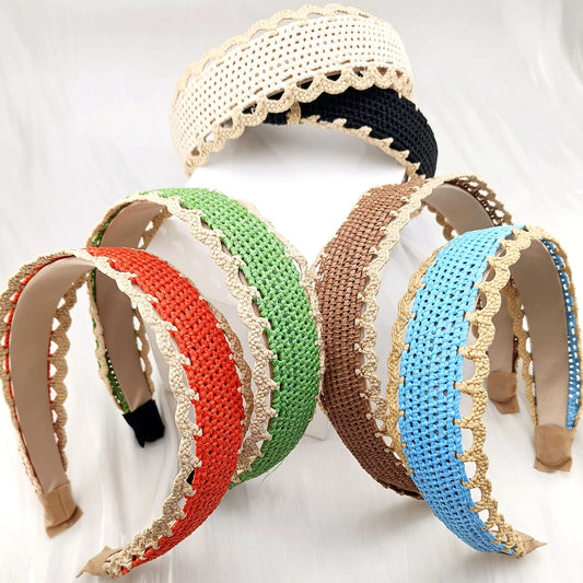 Modischer Breiter Woll-Raffia Cross-Knot Haarreif für Damen – Elegantes Breites Haarband für Alltag Casual Styling & Haaraccessoires