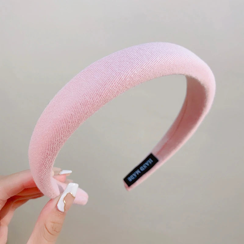 Bunter Leinen Sponge Haarreif für Damen – Modischer Breiter Gepolsterter Haarreif für Alltag Casual Styling & Haaraccessoires