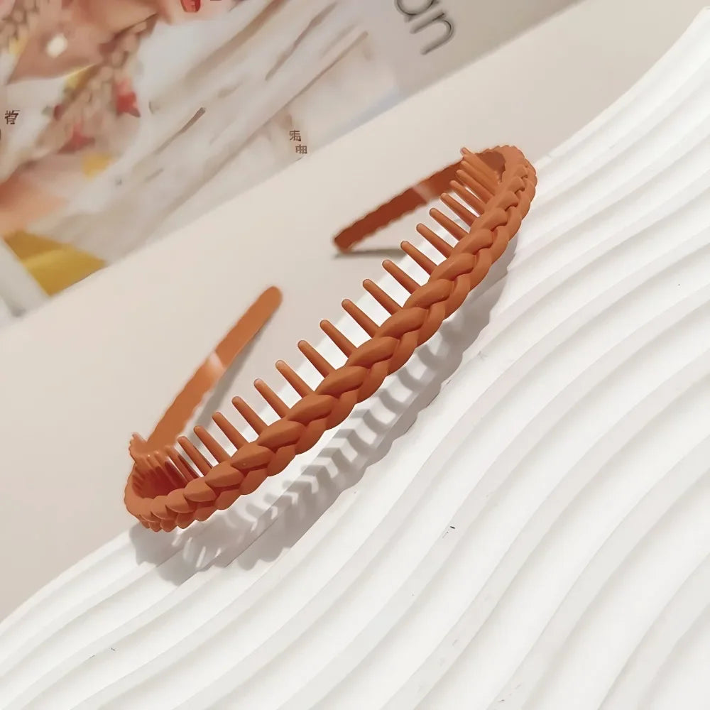 Modischer Twist-Cross Kunststoff Haarreif für Damen – Flexibler Rutschfester Haarreif mit Zähnen zum Gesicht Waschen & Haarstyling