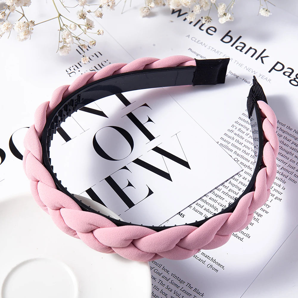 Modischer Einfarbiger Geflochtener Haarreif für Damen – Breites Gewebtes Rutschfestes Haarband für Alltag Casual Styling & Elegante Haaraccessoires
