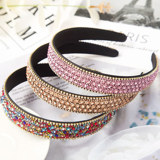 Luxuriöser Barock Strass Kristall Haarreif für Damen – Eleganter Gepolsterter Sponge Haarreif für Hochzeit Party Abendmode & Haaraccessoires