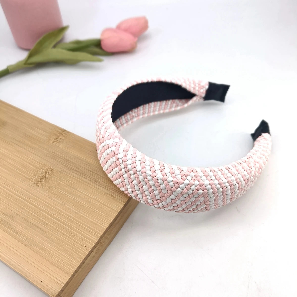 Eleganter Breiter Geflochtener Stroh-Haarreif für Damen – Modisches Schlichtes Haarband für Sommer Urlaub Strand & Alltagsstyling