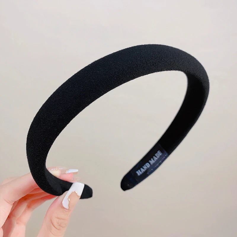 Bunter Leinen Sponge Haarreif für Damen – Modischer Breiter Gepolsterter Haarreif für Alltag Casual Styling & Haaraccessoires