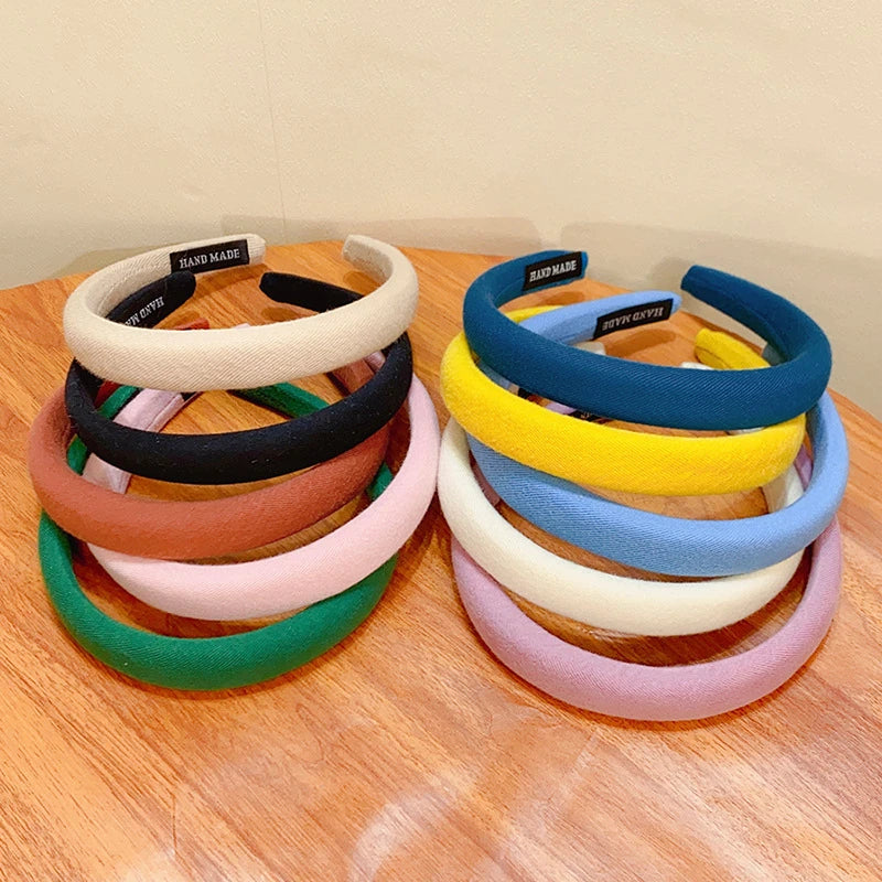 Bunter Leinen Sponge Haarreif für Damen – Modischer Breiter Gepolsterter Haarreif für Alltag Casual Styling & Haaraccessoires