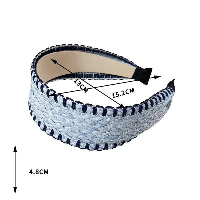 Boho Stroh Geflochtener Breiter Haarreif für Damen – Eleganter Rattan-Style Haarreif für Strand Urlaub Reisen & Sommermode