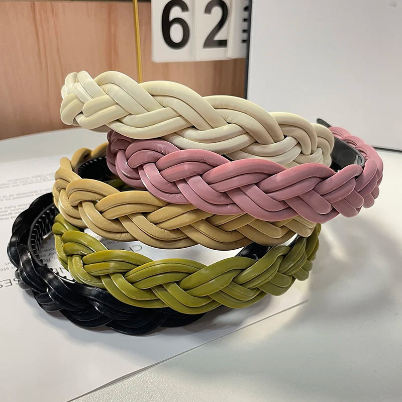 Geflochtener Haarreif für Damen – Modisches Einfarbiges Geflochtenes Haarband für Alltag Casual Styling & Elegante Haaraccessoires