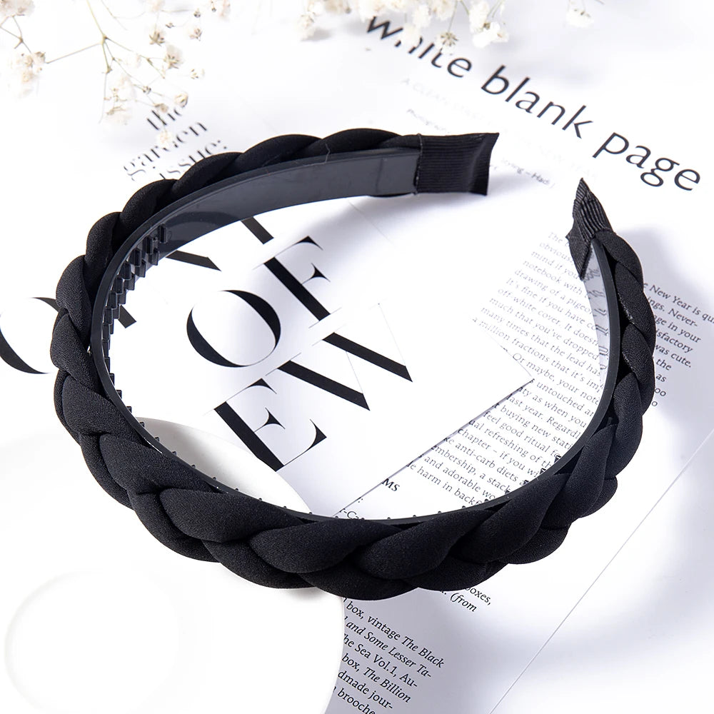 Modischer Einfarbiger Geflochtener Haarreif für Damen – Breites Gewebtes Rutschfestes Haarband für Alltag Casual Styling & Elegante Haaraccessoires