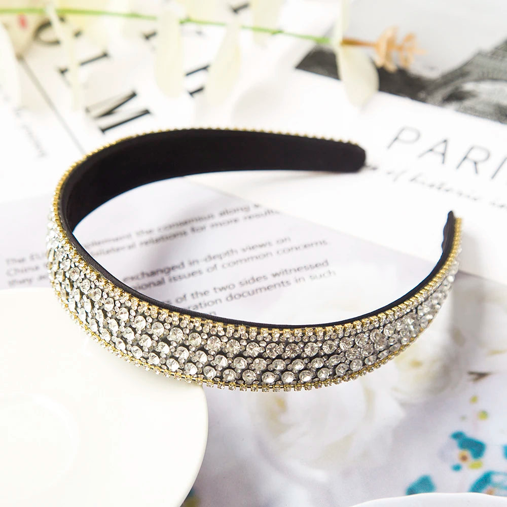 Luxuriöser Barock Strass Kristall Haarreif für Damen – Eleganter Gepolsterter Sponge Haarreif für Hochzeit Party Abendmode & Haaraccessoires
