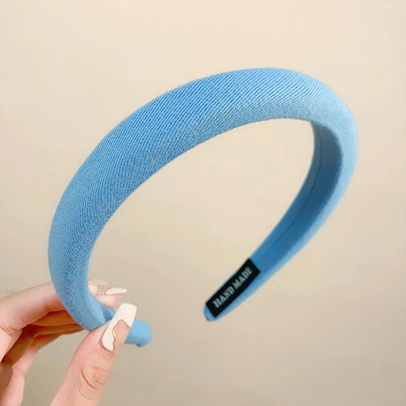 Bunter Leinen Sponge Haarreif für Damen – Modischer Breiter Gepolsterter Haarreif für Alltag Casual Styling & Haaraccessoires
