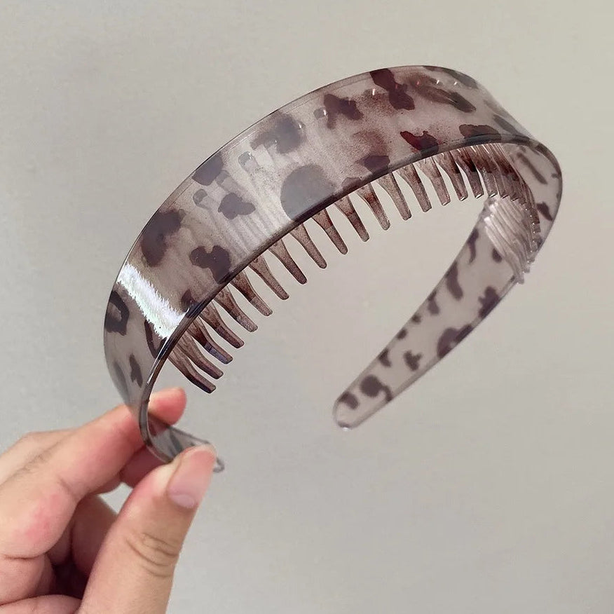Breiter Blumen-Kunststoff Haarreif mit Zähnen für Damen – Einfarbiges Rutschfestes Haarband für Alltag Casual Styling & Haaraccessoires