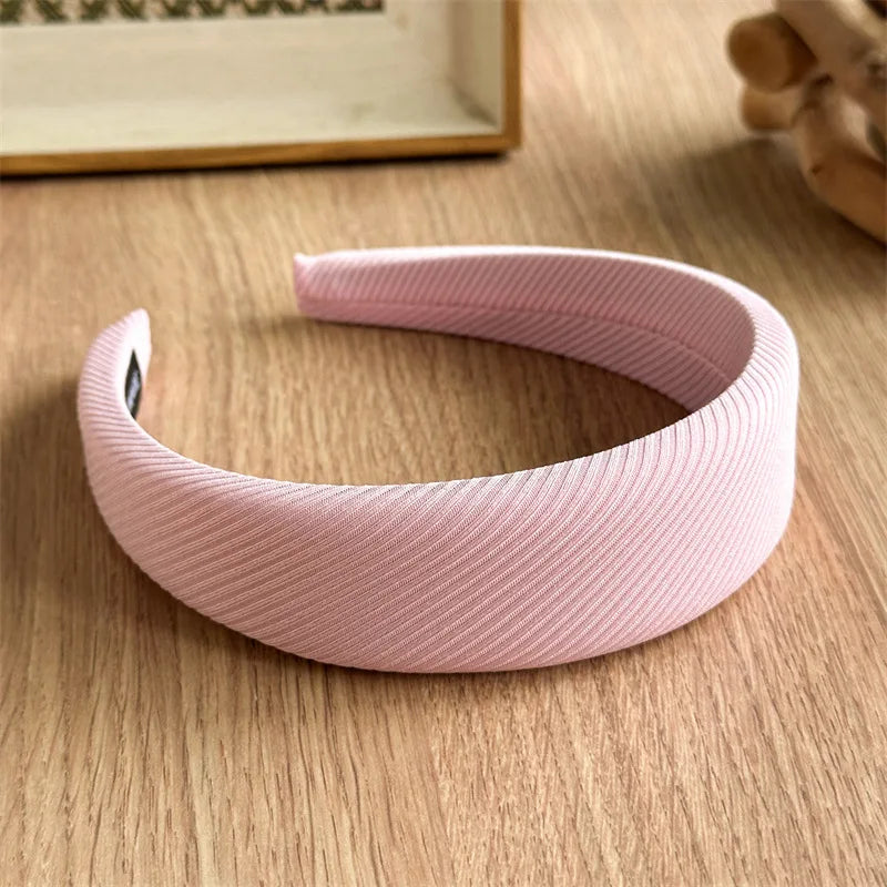 Schlichter Einfarbiger Sponge Haarreif für Damen – Breiter Gepolsterter Twill Haarreif für Alltag Casual Fashion & Vielseitiges Styling