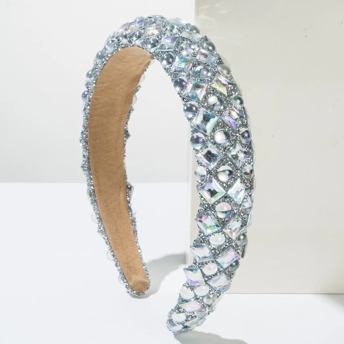 Perlen- & Strass-Haarreif für Damen – Luxuriöser Hoher Haarreif mit Kunstharzperlen für Hochzeit Party & Elegantes Styling