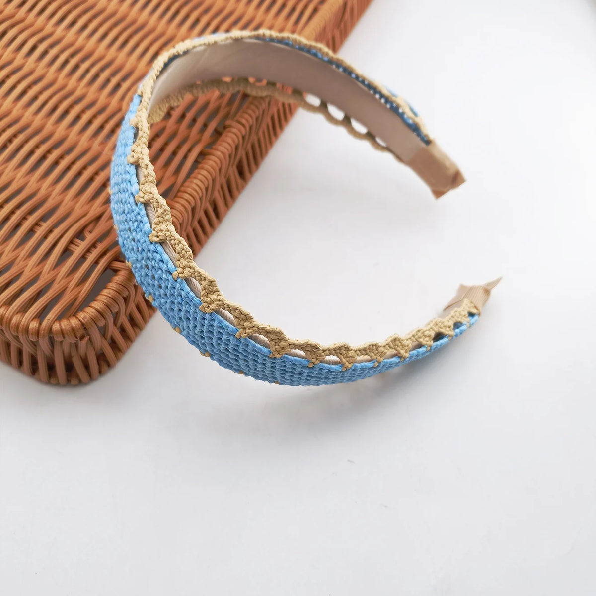 Modischer Breiter Woll-Raffia Cross-Knot Haarreif für Damen – Elegantes Breites Haarband für Alltag Casual Styling & Haaraccessoires