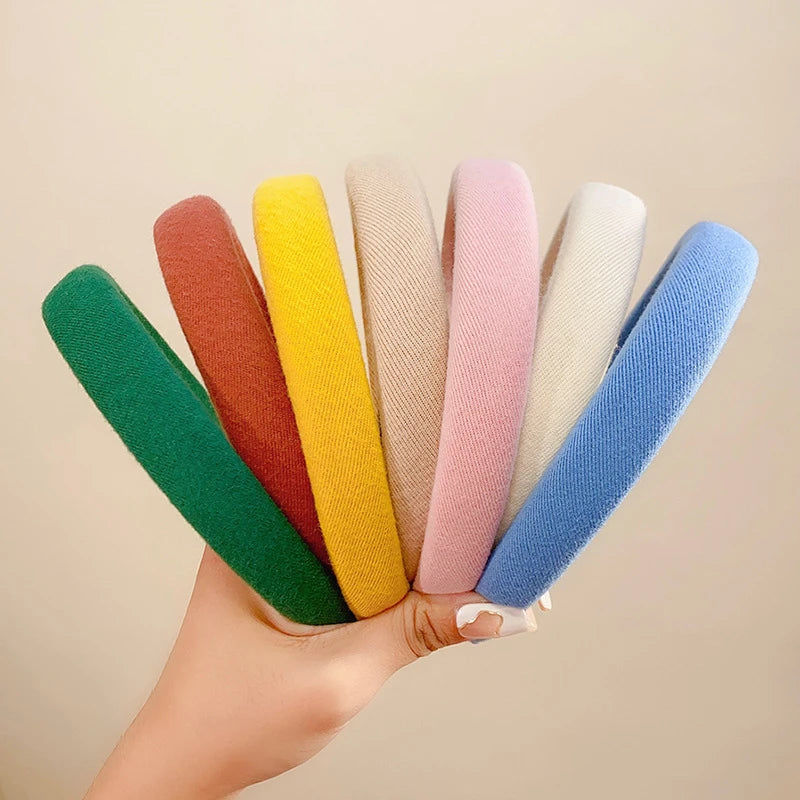 Bunter Leinen Sponge Haarreif für Damen – Modischer Breiter Gepolsterter Haarreif für Alltag Casual Styling & Haaraccessoires