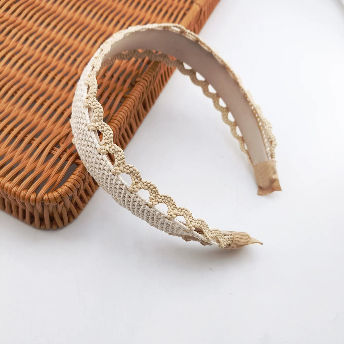 Modischer Breiter Woll-Raffia Cross-Knot Haarreif für Damen – Elegantes Breites Haarband für Alltag Casual Styling & Haaraccessoires