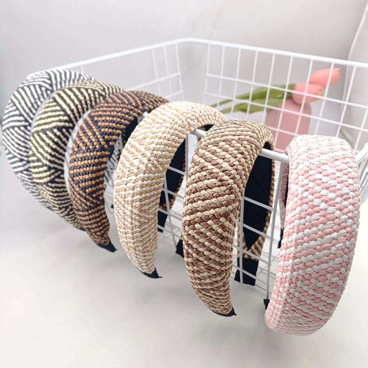 Eleganter Breiter Geflochtener Stroh-Haarreif für Damen – Modisches Schlichtes Haarband für Sommer Urlaub Strand & Alltagsstyling