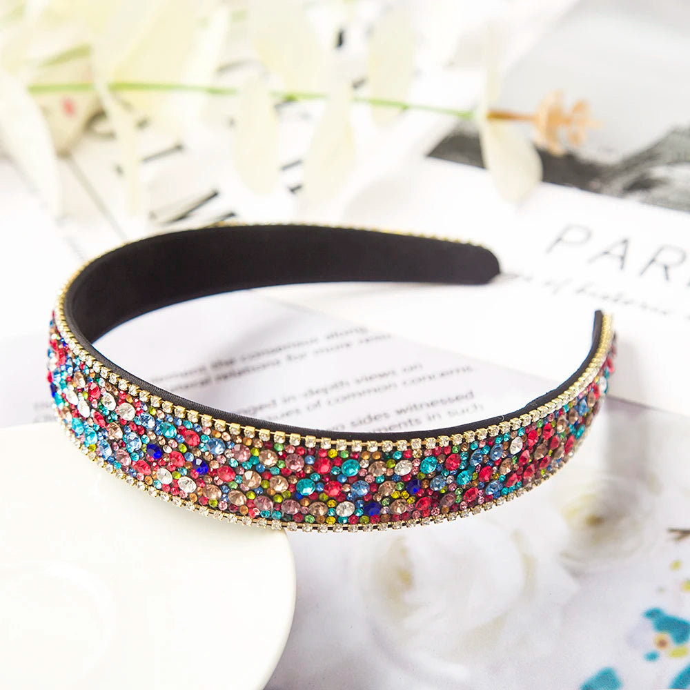 Luxuriöser Barock Strass Kristall Haarreif für Damen – Eleganter Gepolsterter Sponge Haarreif für Hochzeit Party Abendmode & Haaraccessoires
