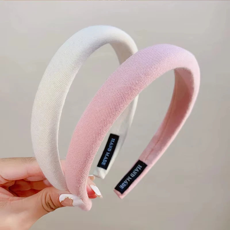 Bunter Leinen Sponge Haarreif für Damen – Modischer Breiter Gepolsterter Haarreif für Alltag Casual Styling & Haaraccessoires