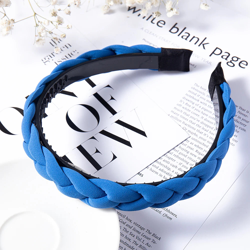 Modischer Einfarbiger Geflochtener Haarreif für Damen – Breites Gewebtes Rutschfestes Haarband für Alltag Casual Styling & Elegante Haaraccessoires