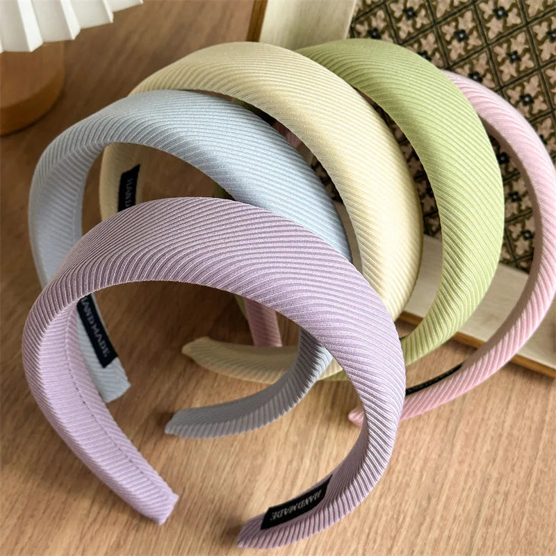 Schlichter Einfarbiger Sponge Haarreif für Damen – Breiter Gepolsterter Twill Haarreif für Alltag Casual Fashion & Vielseitiges Styling