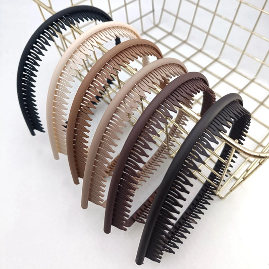 Bunter Matter Schmaler Haarreif mit Zähnen für Damen – Einfarbiges Rutschfestes Haarband für Alltag Styling & Haaraccessoires