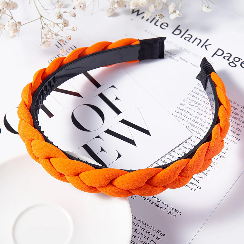 Modischer Einfarbiger Geflochtener Haarreif für Damen – Breites Gewebtes Rutschfestes Haarband für Alltag Casual Styling & Elegante Haaraccessoires