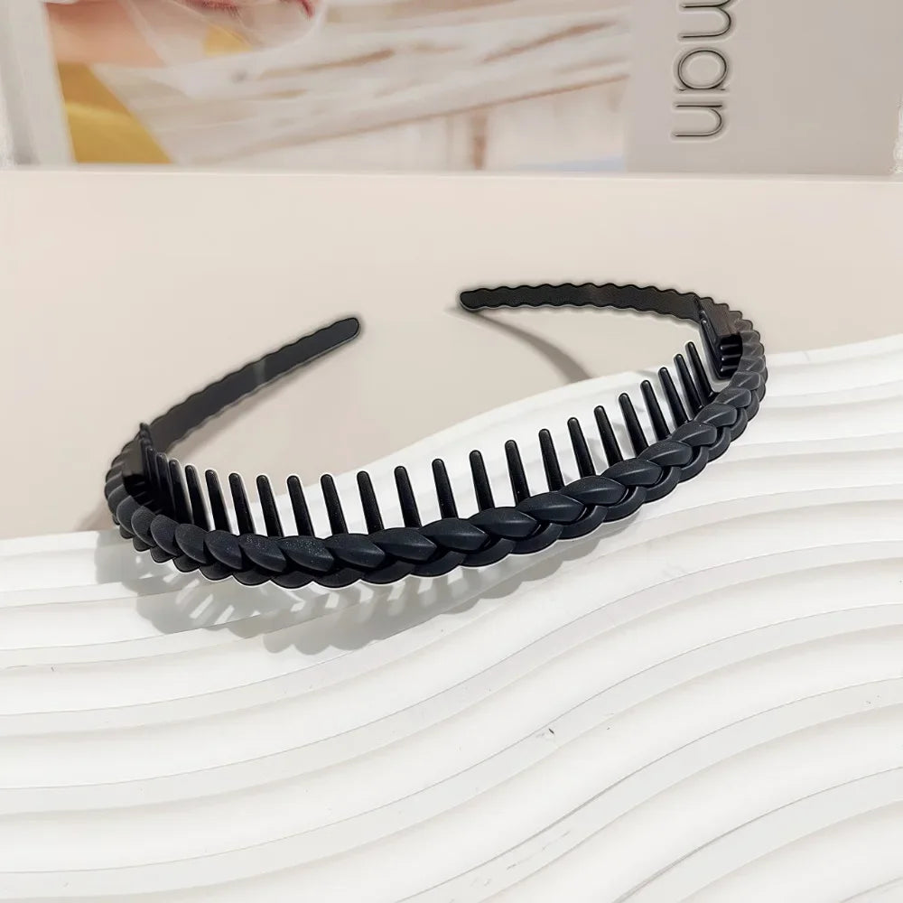 Modischer Twist-Cross Kunststoff Haarreif für Damen – Flexibler Rutschfester Haarreif mit Zähnen zum Gesicht Waschen & Haarstyling
