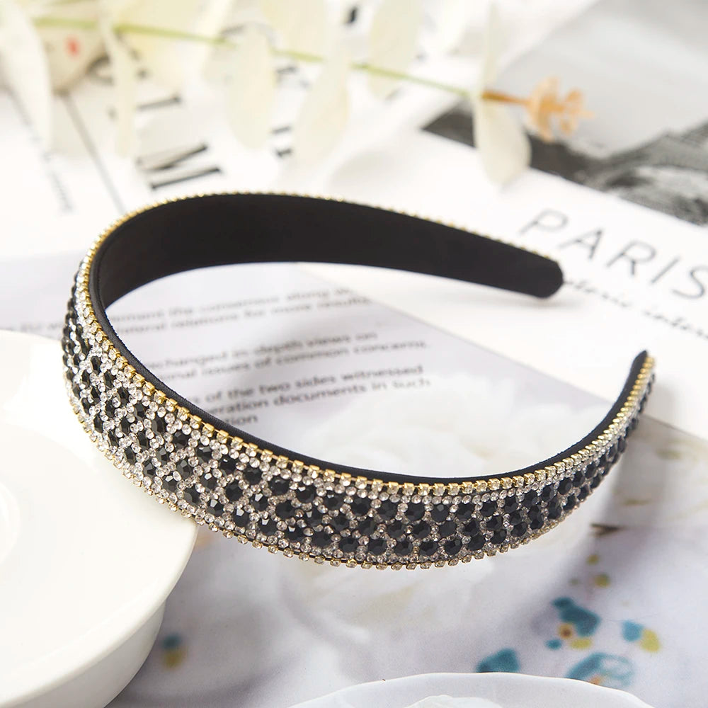 Luxuriöser Barock Strass Kristall Haarreif für Damen – Eleganter Gepolsterter Sponge Haarreif für Hochzeit Party Abendmode & Haaraccessoires