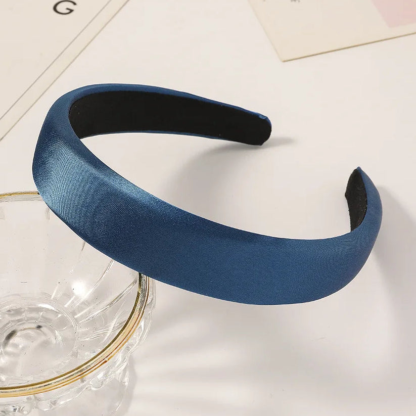 Vintage Satin Sponge Haarreif für Damen – Dicker Gepolsterter Einfarbiger Haarreif für Elegante Casual Fashion & Alltagsstyling