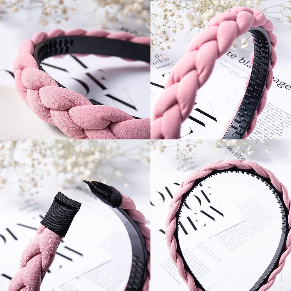 Modischer Einfarbiger Geflochtener Haarreif für Damen – Breites Gewebtes Rutschfestes Haarband für Alltag Casual Styling & Elegante Haaraccessoires
