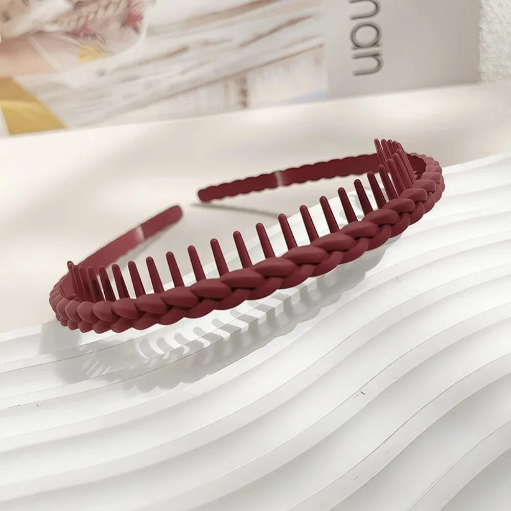 Modischer Twist-Cross Kunststoff Haarreif für Damen – Flexibler Rutschfester Haarreif mit Zähnen zum Gesicht Waschen & Haarstyling
