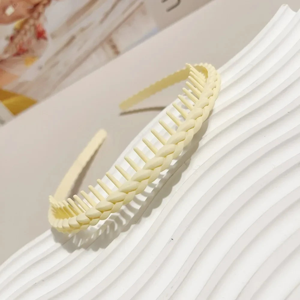 Modischer Twist-Cross Kunststoff Haarreif für Damen – Flexibler Rutschfester Haarreif mit Zähnen zum Gesicht Waschen & Haarstyling