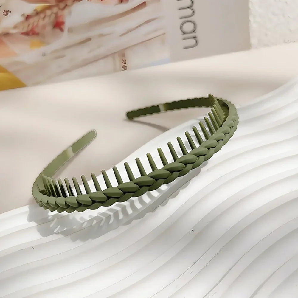 Modischer Twist-Cross Kunststoff Haarreif für Damen – Flexibler Rutschfester Haarreif mit Zähnen zum Gesicht Waschen & Haarstyling