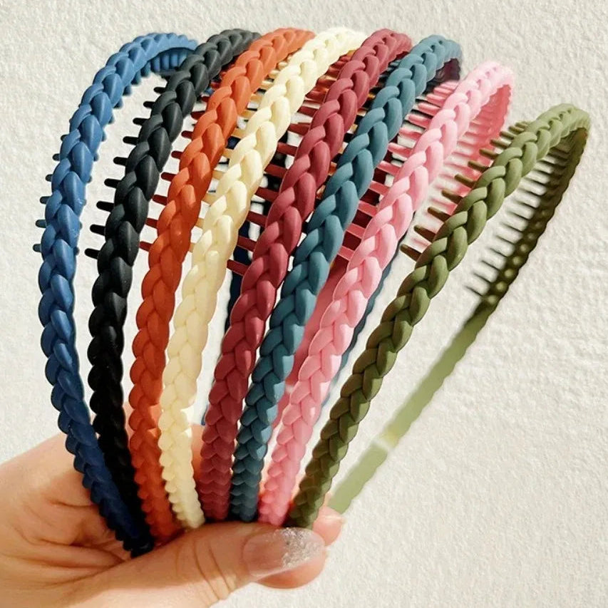 Modischer Twist-Cross Kunststoff Haarreif für Damen – Flexibler Rutschfester Haarreif mit Zähnen zum Gesicht Waschen & Haarstyling