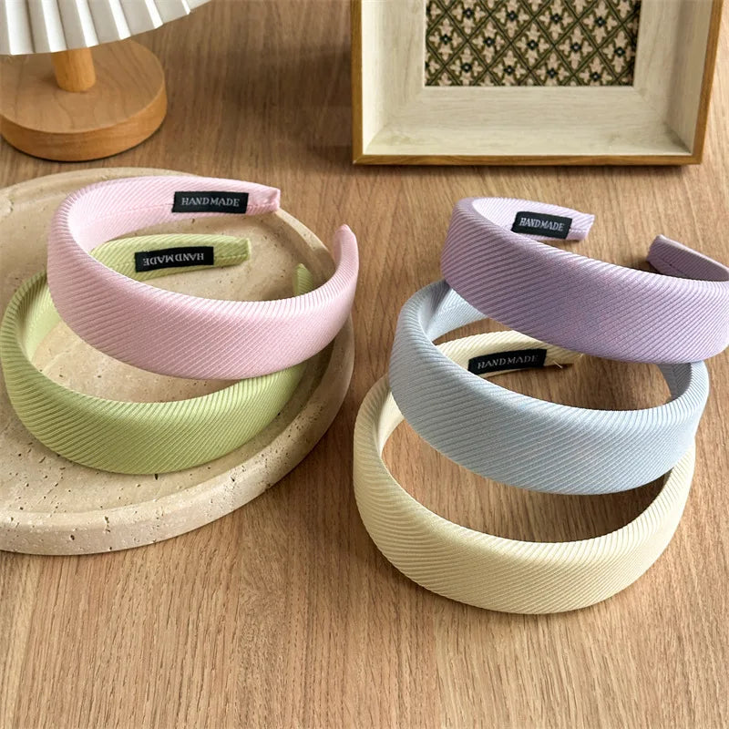 Schlichter Einfarbiger Sponge Haarreif für Damen – Breiter Gepolsterter Twill Haarreif für Alltag Casual Fashion & Vielseitiges Styling
