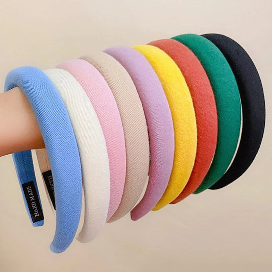 Bunter Leinen Sponge Haarreif für Damen – Modischer Breiter Gepolsterter Haarreif für Alltag Casual Styling & Haaraccessoires
