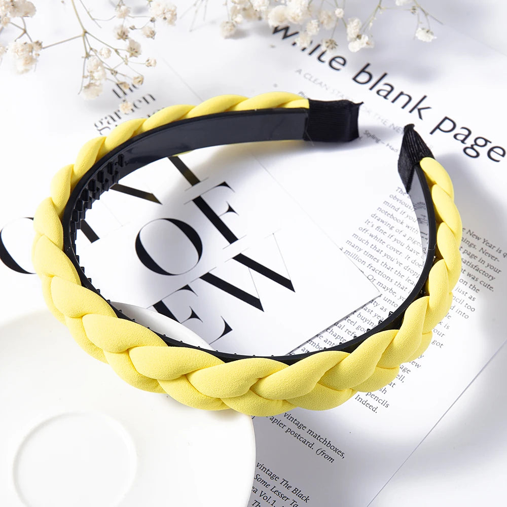 Modischer Einfarbiger Geflochtener Haarreif für Damen – Breites Gewebtes Rutschfestes Haarband für Alltag Casual Styling & Elegante Haaraccessoires
