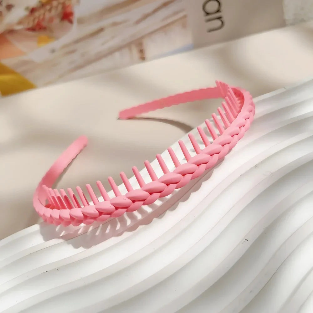 Modischer Twist-Cross Kunststoff Haarreif für Damen – Flexibler Rutschfester Haarreif mit Zähnen zum Gesicht Waschen & Haarstyling