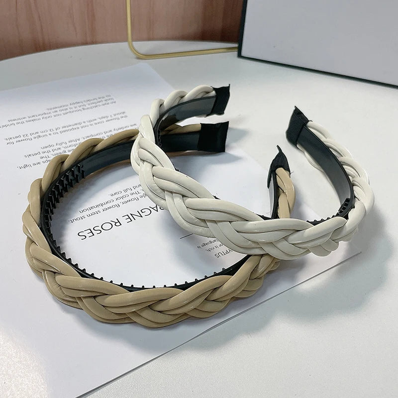 Geflochtener Haarreif für Damen – Modisches Einfarbiges Geflochtenes Haarband für Alltag Casual Styling & Elegante Haaraccessoires