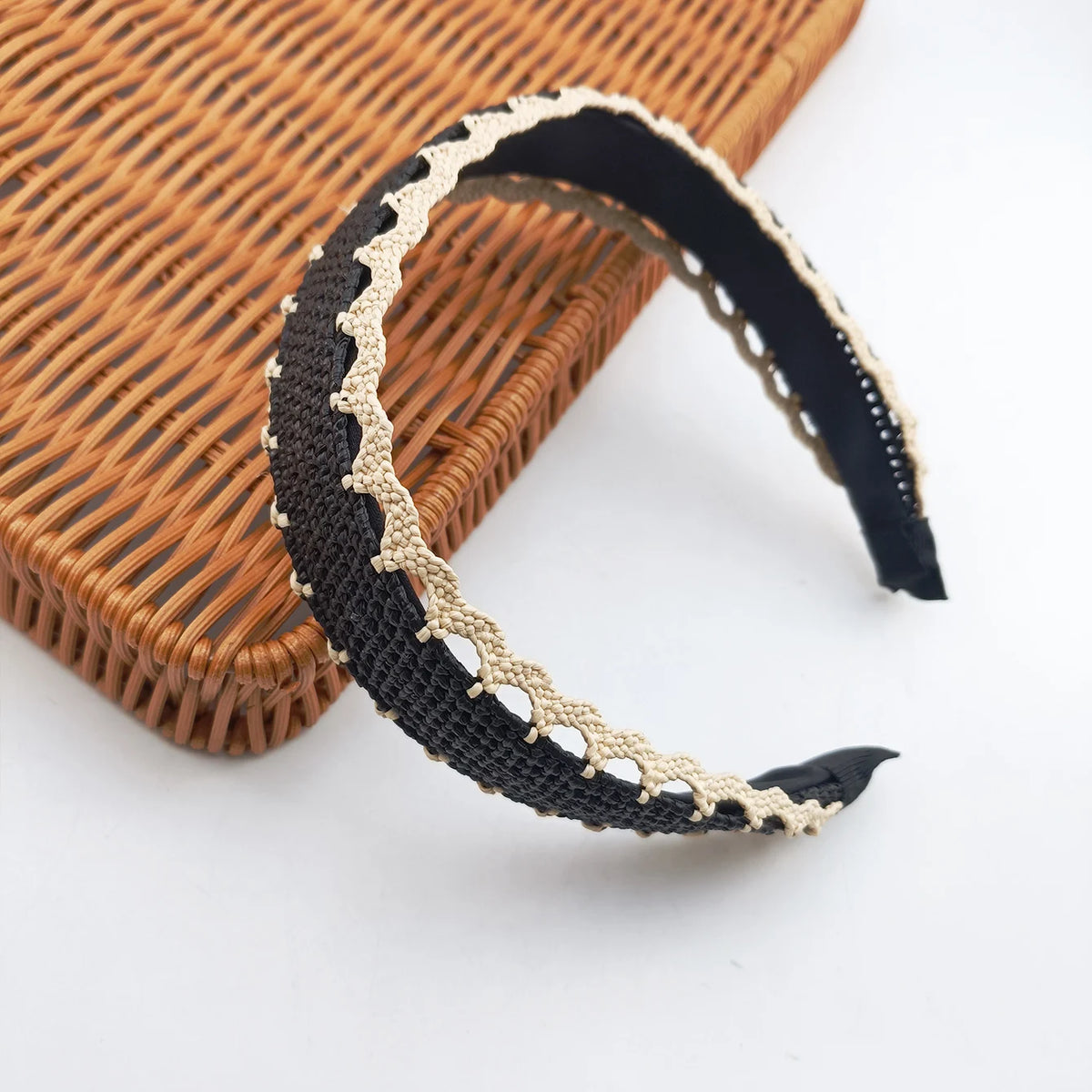 Modischer Breiter Woll-Raffia Cross-Knot Haarreif für Damen – Elegantes Breites Haarband für Alltag Casual Styling & Haaraccessoires