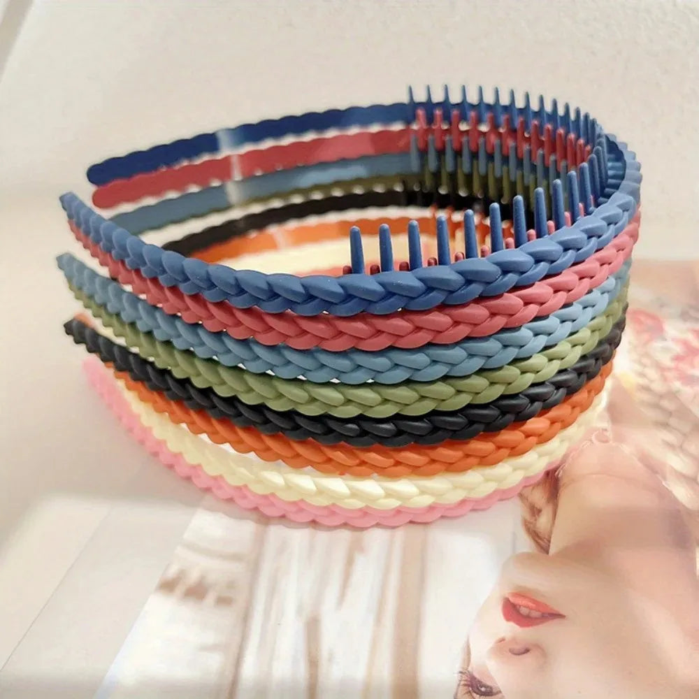 Modischer Twist-Cross Kunststoff Haarreif für Damen – Flexibler Rutschfester Haarreif mit Zähnen zum Gesicht Waschen & Haarstyling