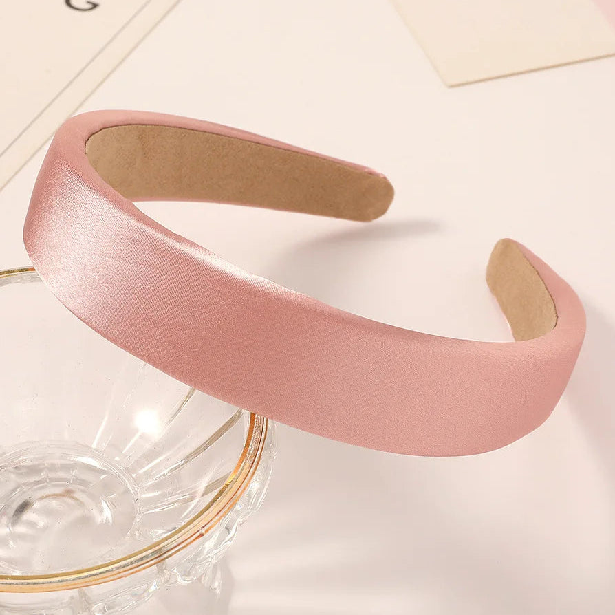 Vintage Satin Sponge Haarreif für Damen – Dicker Gepolsterter Einfarbiger Haarreif für Elegante Casual Fashion & Alltagsstyling