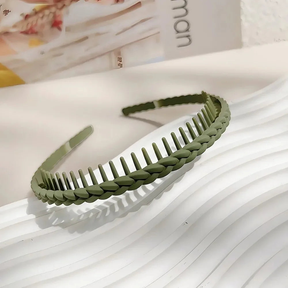 Modischer Twist-Cross Kunststoff Haarreif für Damen – Flexibler Rutschfester Haarreif mit Zähnen zum Gesicht Waschen & Haarstyling