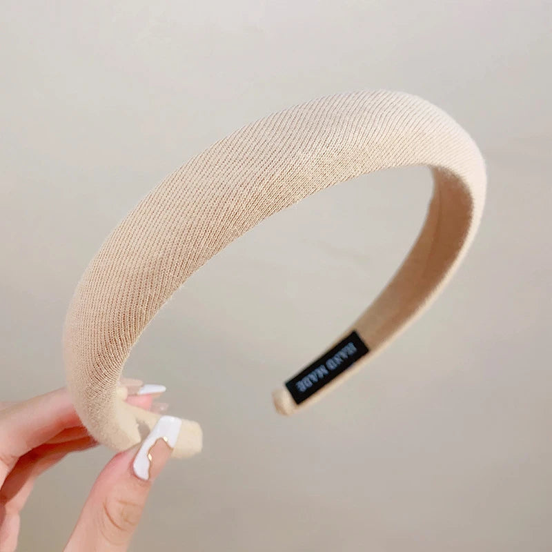 Bunter Leinen Sponge Haarreif für Damen – Modischer Breiter Gepolsterter Haarreif für Alltag Casual Styling & Haaraccessoires