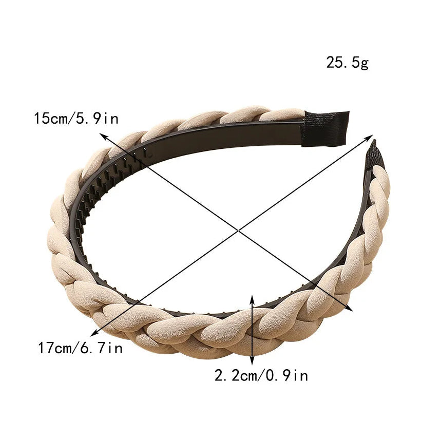 Modischer Einfarbiger Geflochtener Haarreif für Damen – Breites Gewebtes Rutschfestes Haarband für Alltag Casual Styling & Elegante Haaraccessoires
